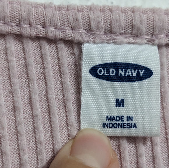 Old Navy Pink Faux Wrap Long Sleeve Ribbed Shirt, Women's Medium - Picture 4 of 10